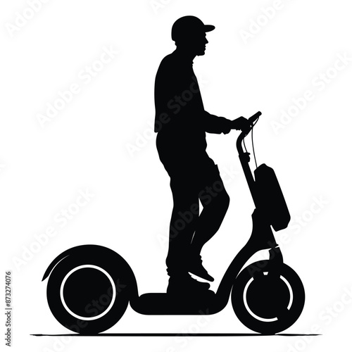 Segway electric scooter silhouette vector