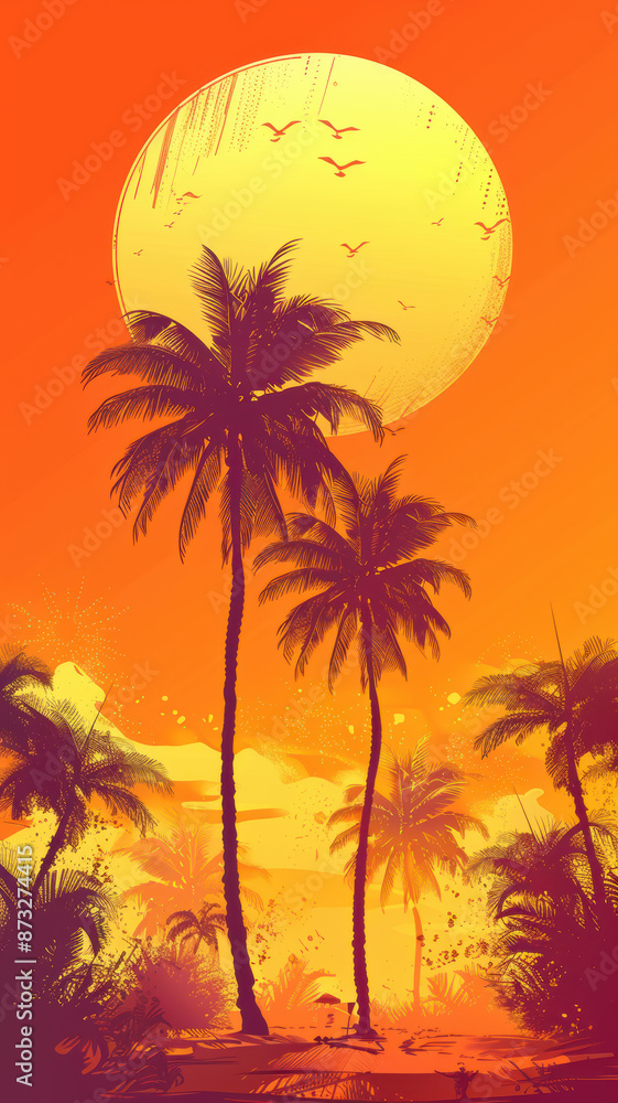 Naklejka premium Bright Orange Tropical Background