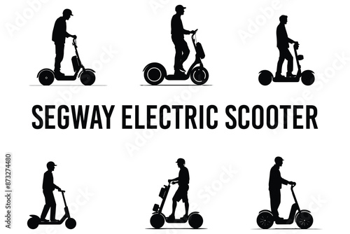 Segway electric scooter silhouette vector