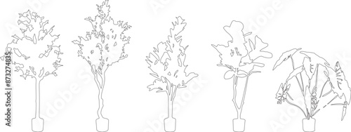 Plant Pot line silhouettes - side view set 3