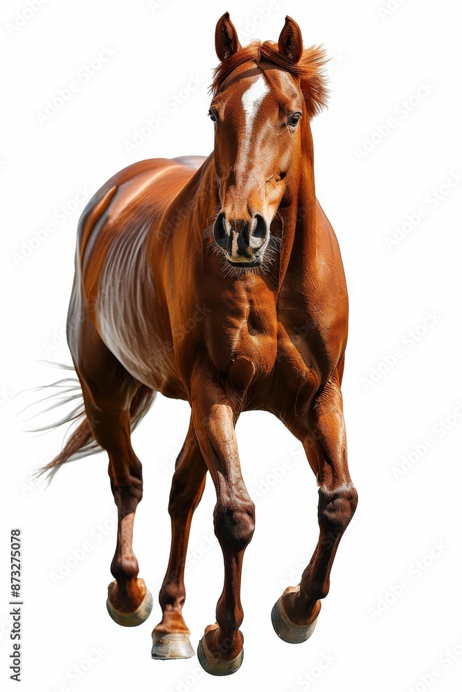 Obraz premium Majestic Chestnut Horse in Motion Isolated on White Background