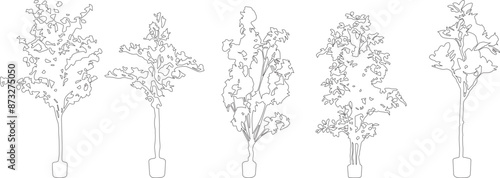 Plant Pot line silhouettes - side view set 1