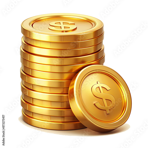 gold coin stack icon 3d cartoon style illustration 