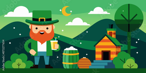  st patrick day flat illustration pattern with beer bottles