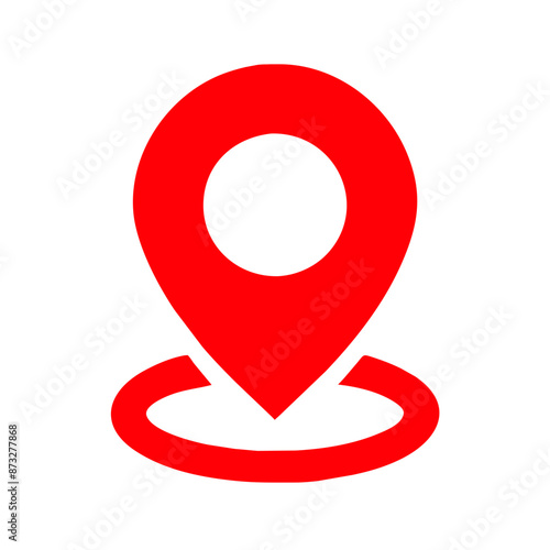 map pointer with RED pin icon flat illustration