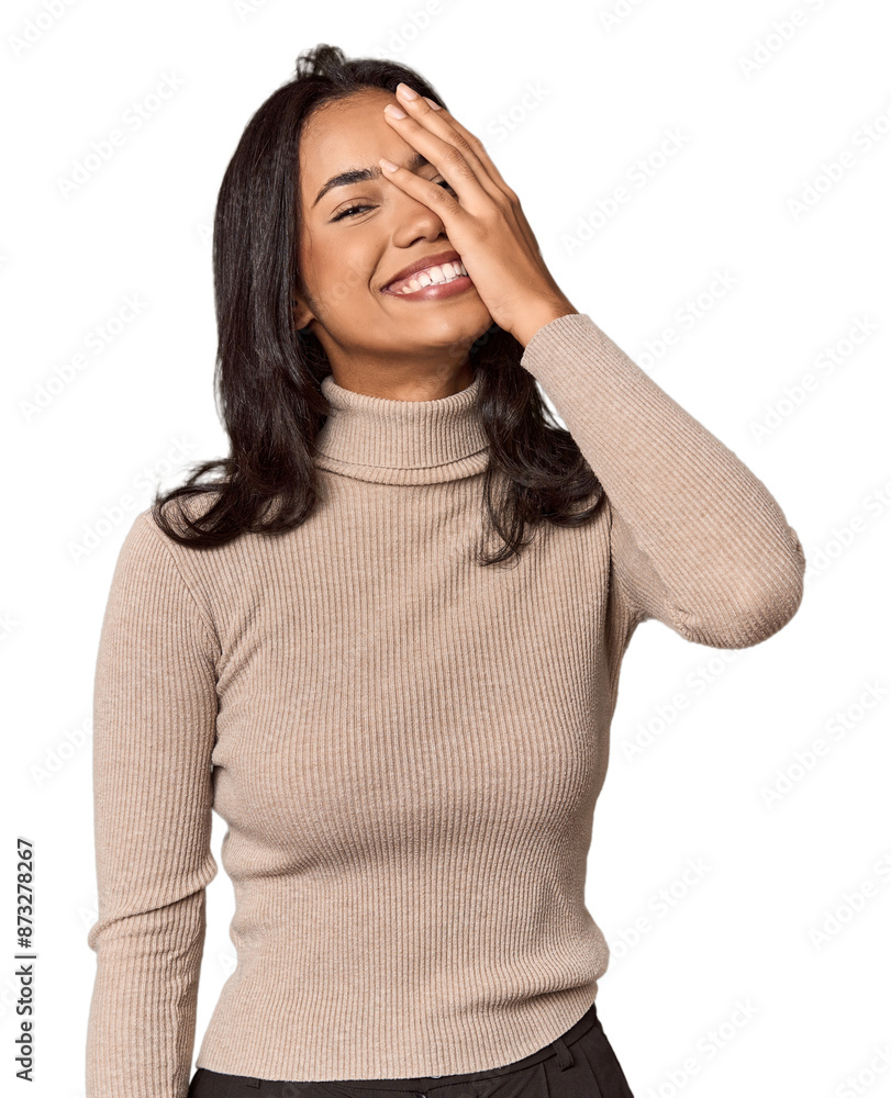 Young filipino woman laughing happy, carefree, natural emotion. Young filipino woman laughing happy, carefree, natural emotion.