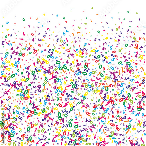 Falling colorful numbers. Math study concept with
