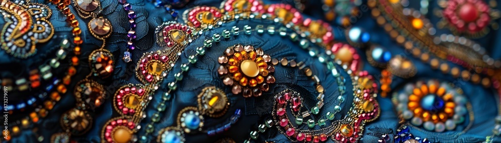Obraz premium Close-up of intricate beadwork on a bohemian beach cover-up