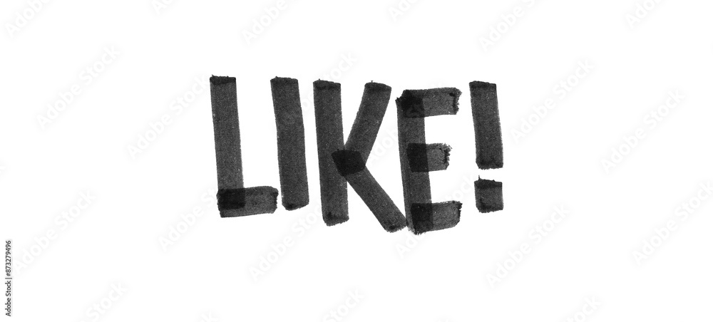 Obraz premium black marker text label “like!” on white background