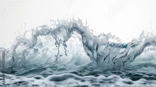 A dynamic and detailed image of a sea wave, frozen in mid-motion and isolated against a white background © AlfaSmart