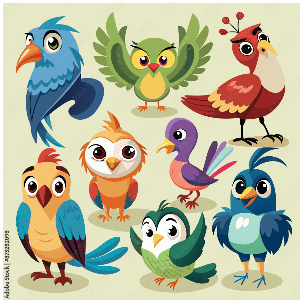 Fototapeta premium various cartoon birds collection vector