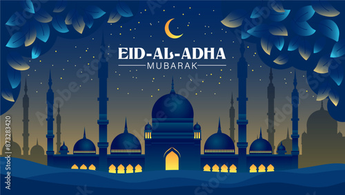 Eid al-Adha, also known as the Feast of Sacrifice, is an important Islamic celebration Illustration	