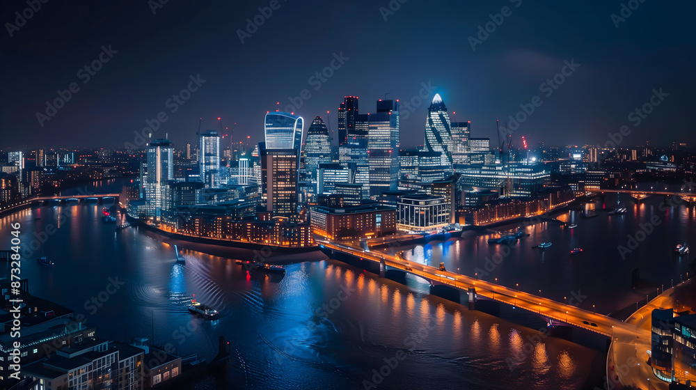 Vista panorámica aérea de la ciudad de Londres con rascacielos modernos del distrito financiero Vista panorámica aérea de la ciudad de Londres con rascacielos modernos del distrito financiero