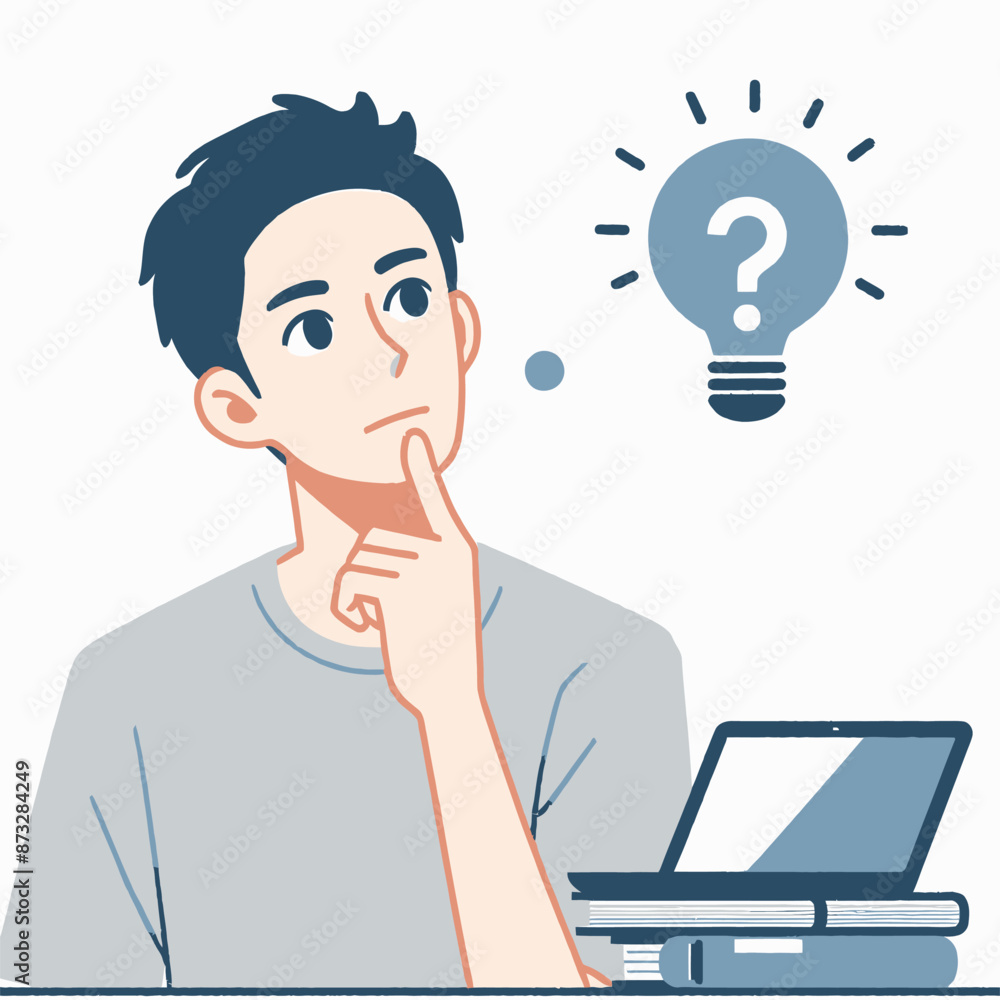Vector art of one man is thinking something Vector art of one man is thinking something