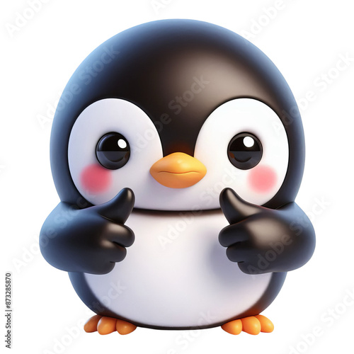  3d penguin with thumbs up for winning, good job or success