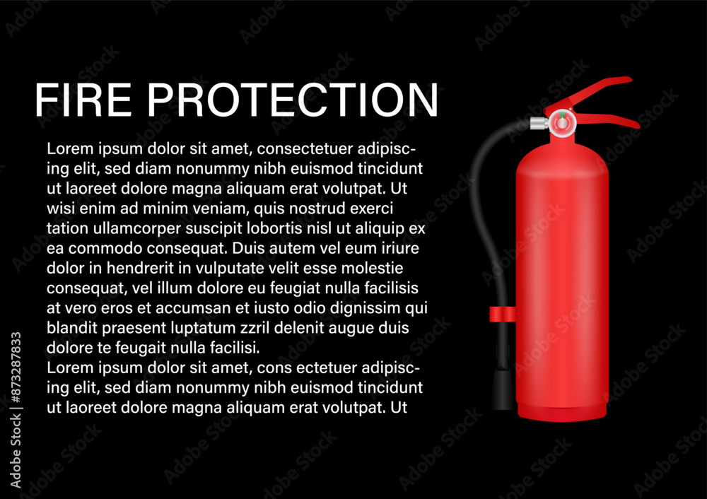 Obraz premium Fire Extinguisher on Black Background. Vector Illustration. 