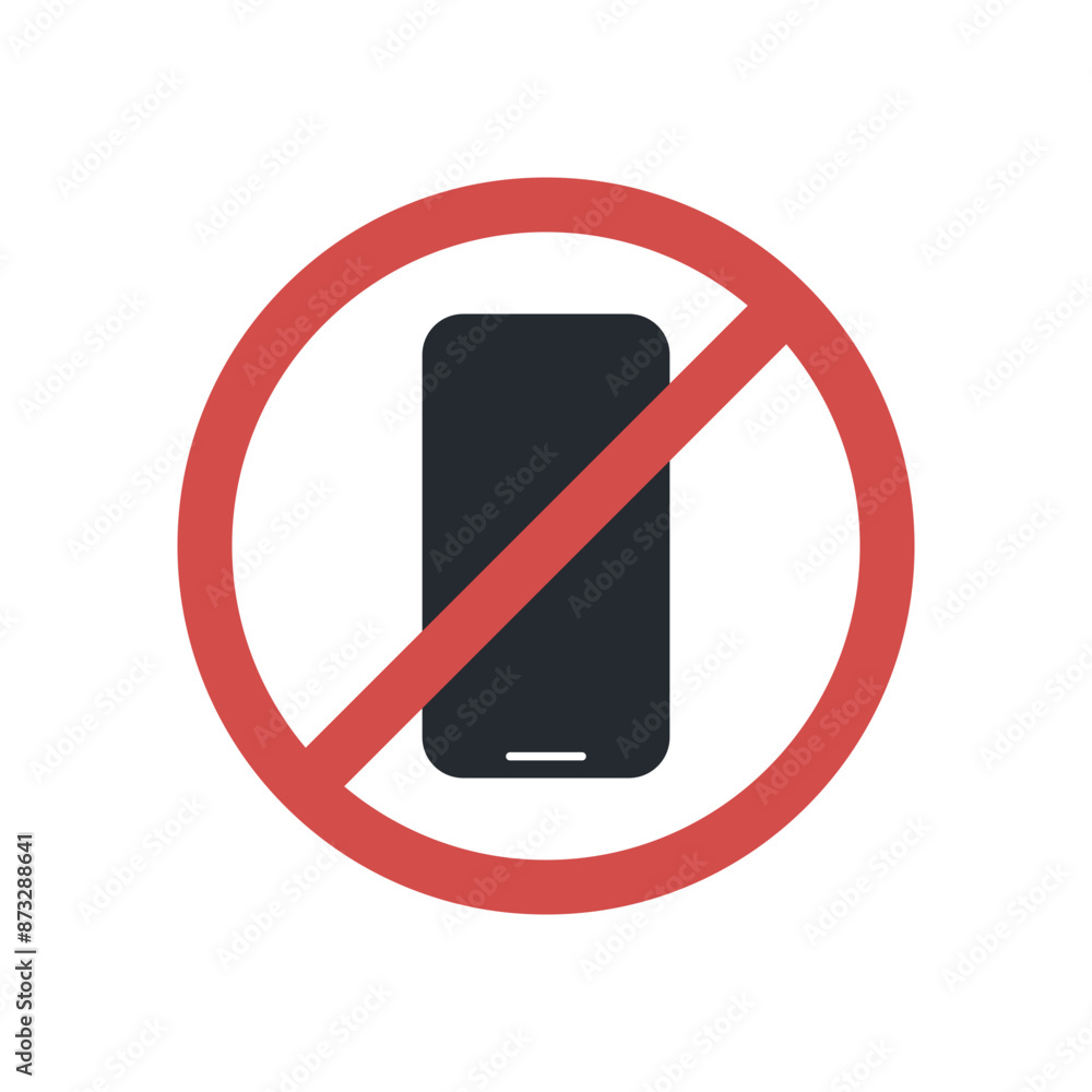 There is no phone sign and no phone prohibition area, prohibited symbol isolated on white background flat vector illustration.
There is no phone sign and no phone prohibition area, prohibited symbol isolated on white background flat vector illustration.