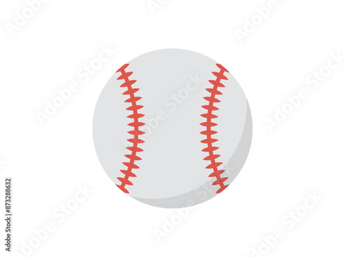 Photography Baseball ball wrapped in white leather and stitched red strips, sport equipment, competetion and tournament flat vector illustration