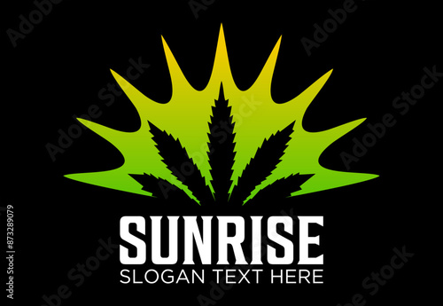 sunrise cannabis idea vector logo design