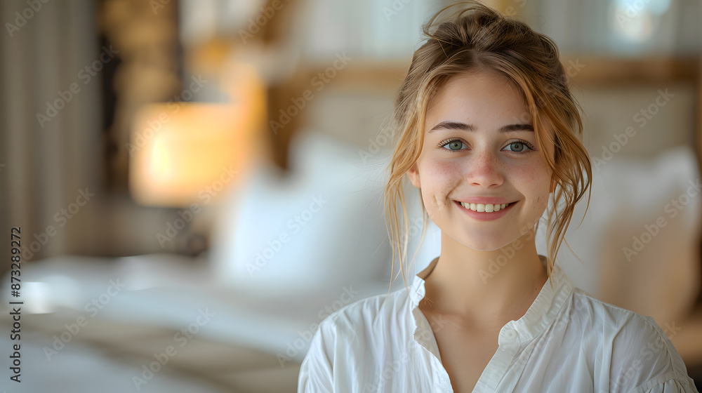 standing Housekeeper cleaning a hotel room
standing Housekeeper cleaning a hotel room