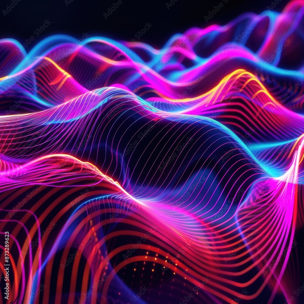 Fototapeta premium A colorful wave of light with a purple and orange hue