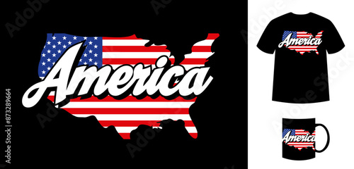 AMERICAN MAP Happy 4th of july t-shirt COLOR SVG