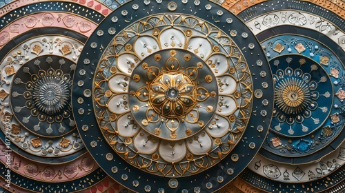 Wallpaper Mural Circular mandala patterns with intricate details for meditation and mindfulness-themed artwork. , Minimalism, Torontodigital.ca