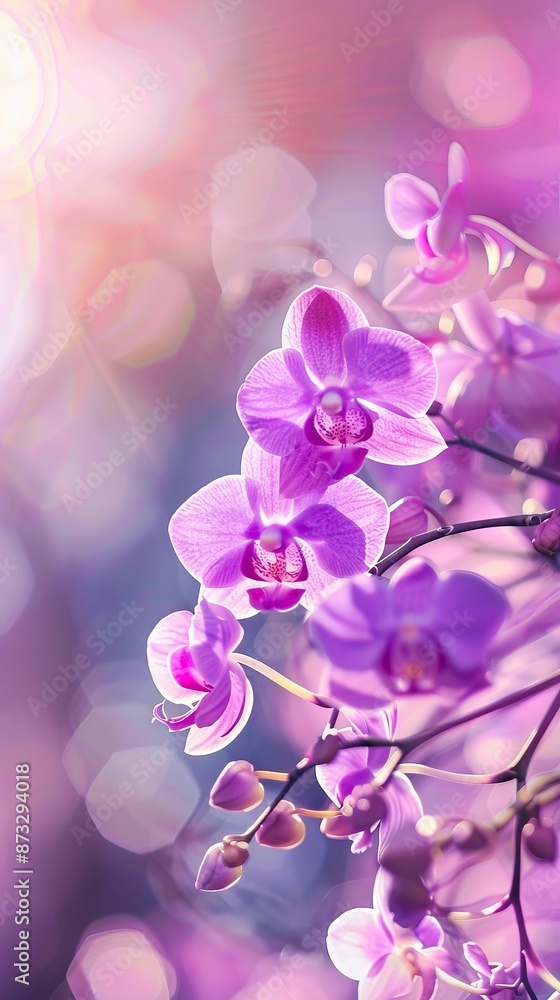 Purple orchids in the sunlight. Purple orchids in the sunlight.