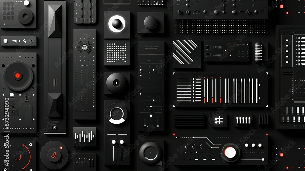 Fototapeta premium Clean and modern linear patterns in monochrome for tech gadgets and digital interfaces. , Minimalism,