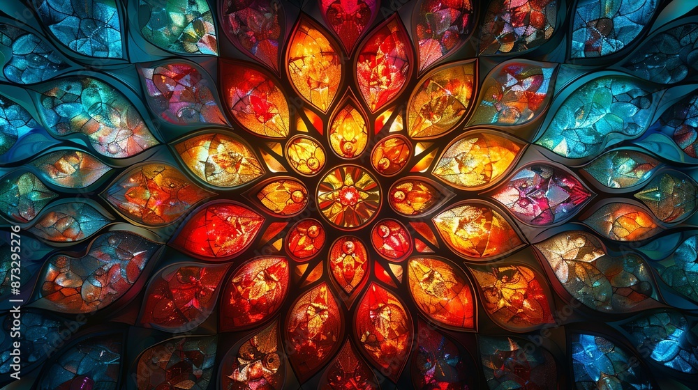 Abstract stained glass art with kaleidoscopic patterns for digital backgrounds and prints. , Minimalism, Abstract stained glass art with kaleidoscopic patterns for digital backgrounds and prints. , Minimalism,