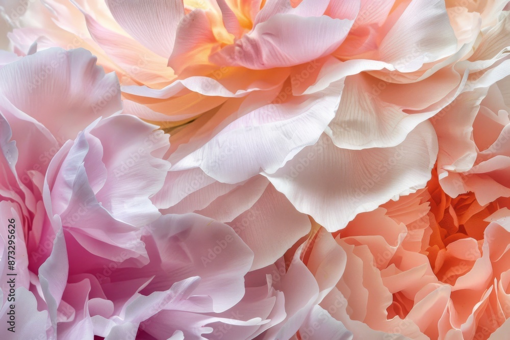 A stunning close-up of peony petals, showcasing their delicate texture and vibrant colors. The overlapping petals create a beautiful, intricate pattern. A stunning close-up of peony petals, showcasing their delicate texture and vibrant colors. The overlapping petals create a beautiful, intricate pattern.
