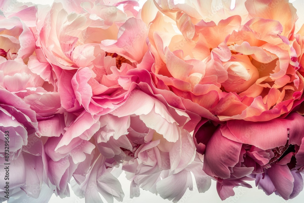 A stunning display of peony petals overlapping each other, showcasing a kaleidoscope of colors and textures. The intricate details of the petals create a beautiful, abstract pattern. A stunning display of peony petals overlapping each other, showcasing a kaleidoscope of colors and textures. The intricate details of the petals create a beautiful, abstract pattern.