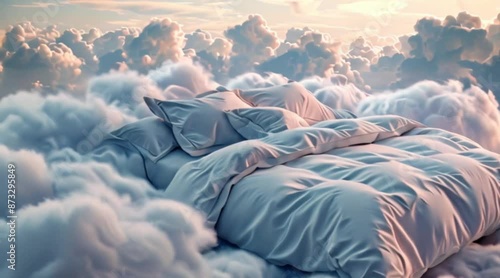 morning time the bed over clouds
