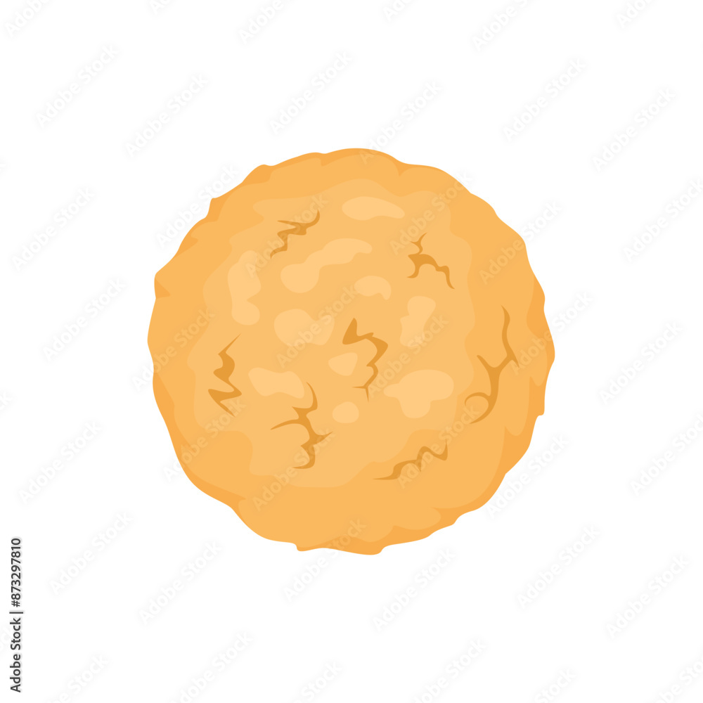Oatmeal cookie isolated on white. Vector cartoon flat illustration of healthy dessert. Food icon
Oatmeal cookie isolated on white. Vector cartoon flat illustration of healthy dessert. Food icon