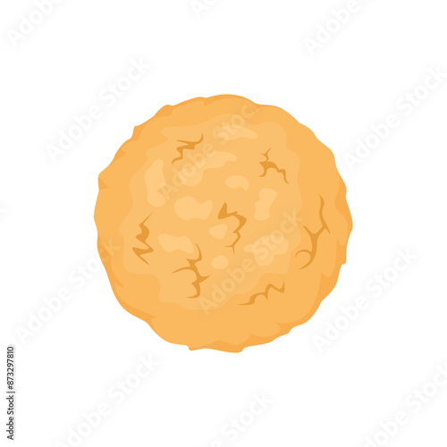 Oatmeal cookie isolated on white. Vector cartoon flat illustration of healthy dessert. Food icon
