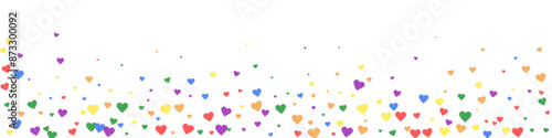 Rainbow colored scattered hearts. LGBT valentine