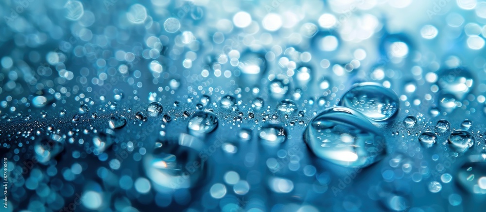 Macro Photography of Water Droplets. Abstract Background in Blue Macro Photography of Water Droplets. Abstract Background in Blue