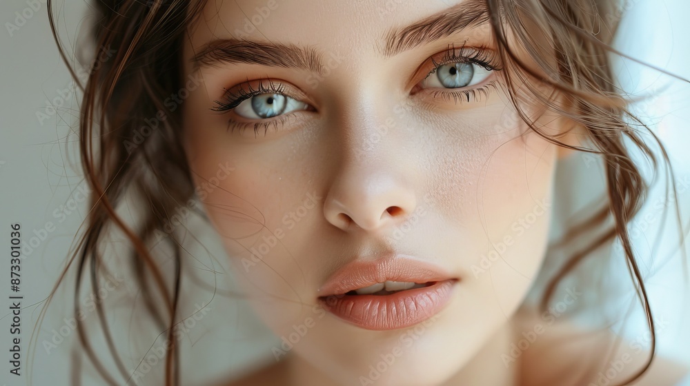 close up Portrait Model beautiful young woman with clean fresh face skin close up Portrait Model beautiful young woman with clean fresh face skin