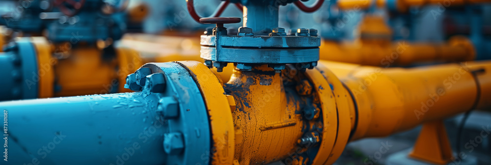 A Close-Up View of a Gas Valve on a Pipe Network A Close-Up View of a Gas Valve on a Pipe Network