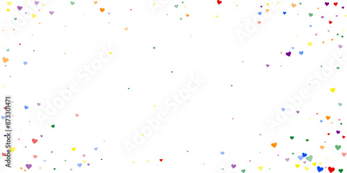 Rainbow colored scattered hearts. LGBT valentine