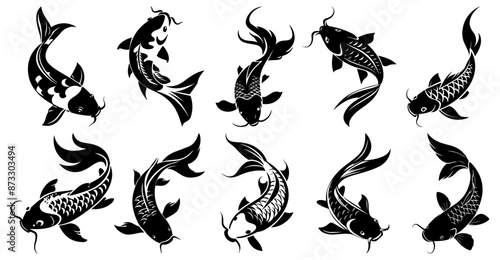 set of koi fish vectors
