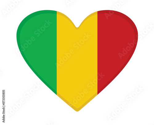  Mali flag heart shaped. vector