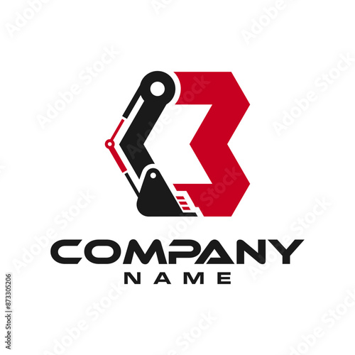 excavator alphabet letter logo vector