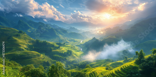 Longsheng Rice Terraces: Stunning Landscapes Of Tiered Fields In Vietnam, China, And Indonesia Showcasing Agricultural Beauty And Ingenious Farming Techniques photo