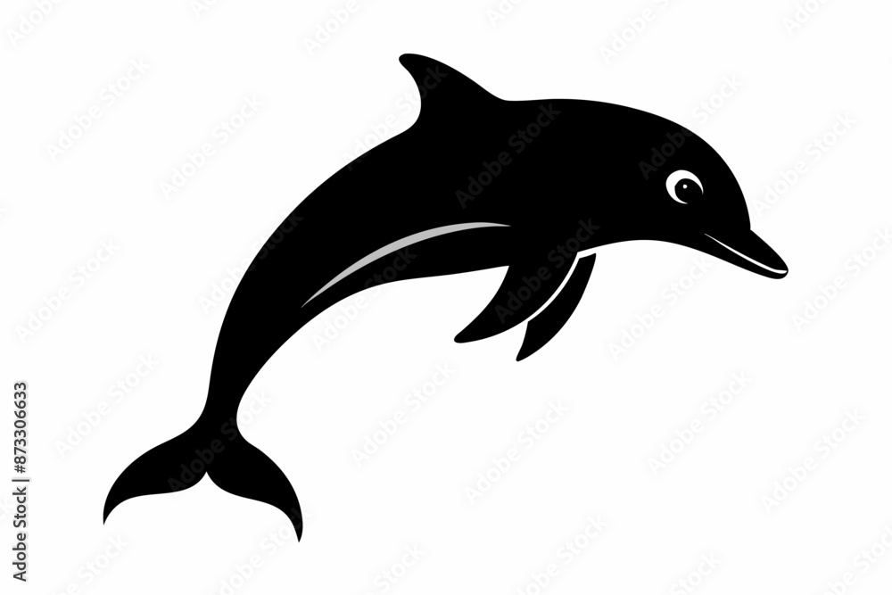 Fototapeta premium Dolphin vector illustration, dolphin jumping isolated on white, Dolphin silhouette, Dolphin vector art