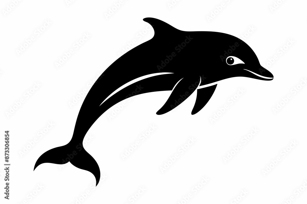 Fototapeta premium Dolphin vector illustration, dolphin jumping isolated on white, Dolphin silhouette, Dolphin vector art