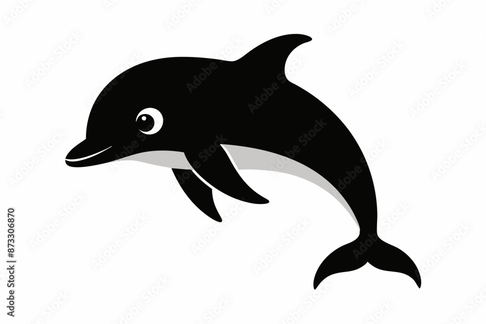Naklejka premium Dolphin vector illustration, dolphin jumping isolated on white, Dolphin silhouette, Dolphin vector art