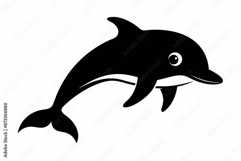 Obraz premium Dolphin vector illustration, dolphin jumping isolated on white, Dolphin silhouette, Dolphin vector art