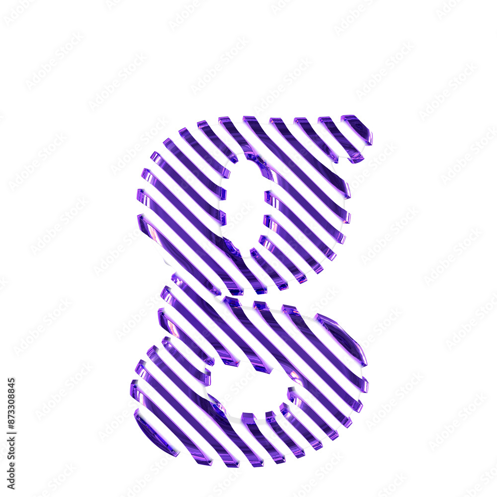 White symbol with dark purple diagonal ultra thin straps. letter g White symbol with dark purple diagonal ultra thin straps. letter g