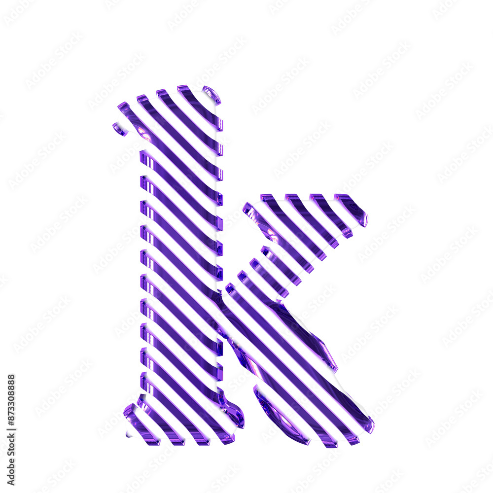 Obraz premium White symbol with dark purple diagonal ultra thin straps. letter k